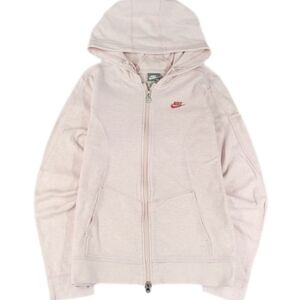 Vintage Y2K Nike Full Zip Hoodie Light Pink Womens Sweatshirt US Size Medium (M)